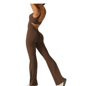 Fashion nova brown flare jumpsuit